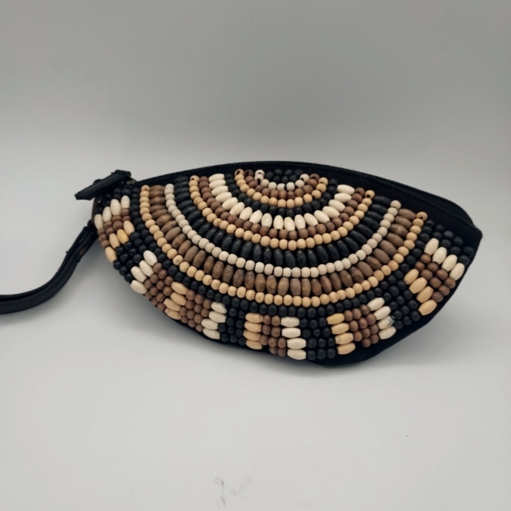 Old Navy Beaded Wristlet Clutch in Black and Brown